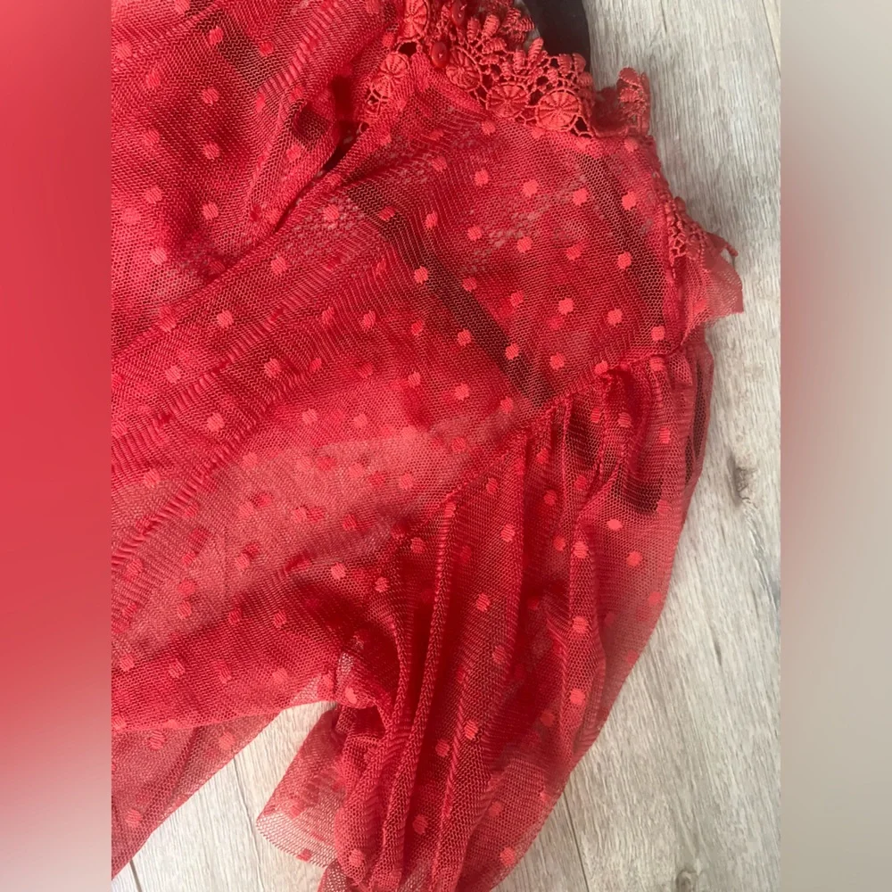 Red Short Ruffled Top - Picture 7 of 8